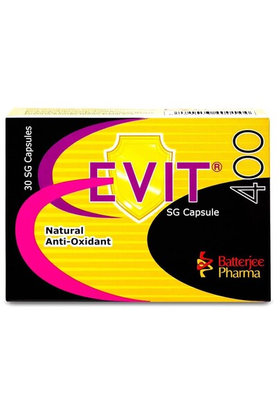 EVIT مكمل غذائي طبيعي مضاد للأكسدة بفيتامين هـ بتركيز 400 ملغ، 30 كبسولة هلامية