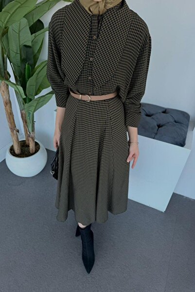 Hazamoda Kiss Skirt Suit Khaki