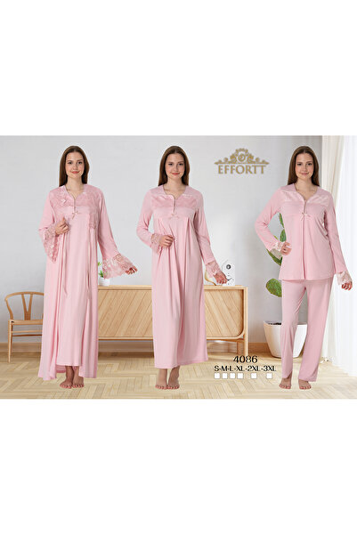 EM&FA TEKSTİL Maternity Maternity Nightgown Dressing Gown Pajamas Set