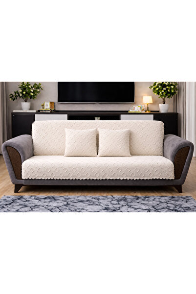 ÖZDAĞ HOME CONCEPT Chenille Sofa Cover 175X210 cm + 2 Throw Pillows 43X43 cm ...