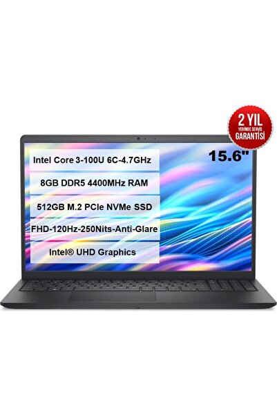 Dell Pro 15 Intel Core3-100U 16GB RAM 512GB M.2 SSD 15.6" FHD WİN11