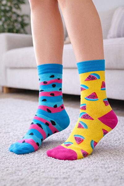 uğurlu dükkan Blue Pink Yellow Watermelon Socks 36 44