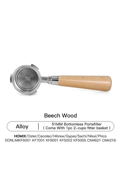 Choice8 Wood J 51mm Coffee Bottomless Portafilter For Homix H11 Oster Cecotec...