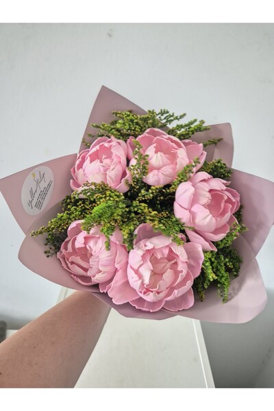 Yellow Tulip Buchet aniversare/ 1 martie/ 8 martie, 5 bujori sola nemuritori ...