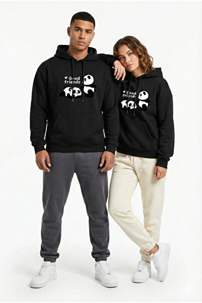 NEVERMIND Unisex Oversized Hoodie Panda Figure Printed