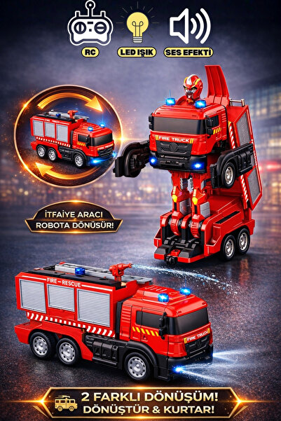TRENDZONE Uzaktan Kumandalı Şarjlı Işıklı RC Transformers Robota Dönüşen Su A...