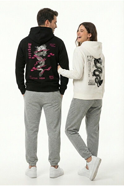 NEVERMIND Unisex Oversized Hoodie Detailed Graphic Figure Printed