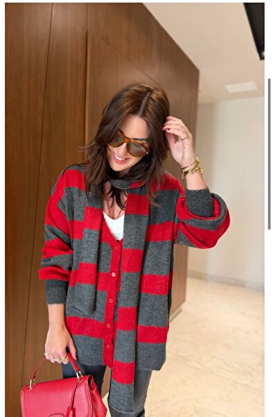 Nisantasimoda Striped Scarf Cardigan