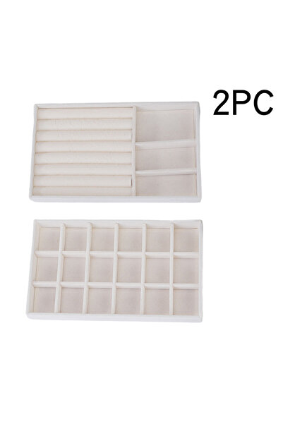 Choice علبة مجوهرات مخملية 2 في 1-18G-BE قطعة واحدة، لون: بيج