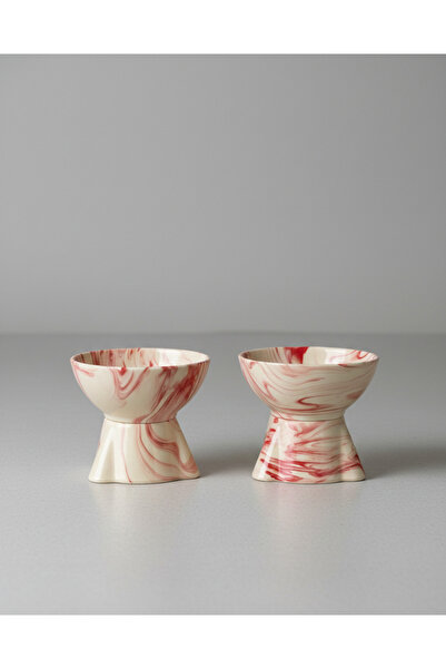 2'li Seramik Kedi Ve Köpek Eğimli Mama Su Kabı