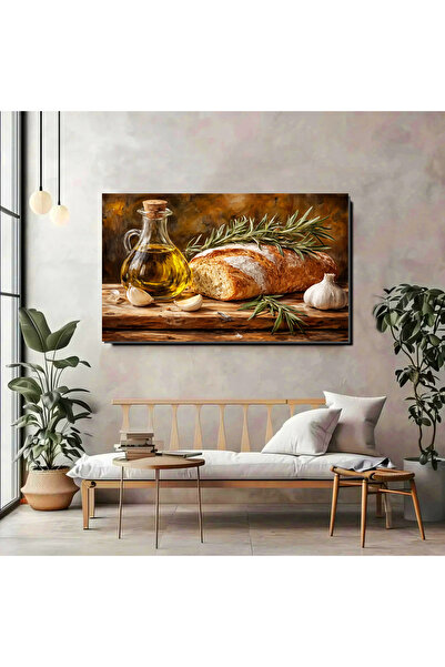 artprinta Rustik Şef Sunumu — Ekmek, Zeytinyağı & Baharat Temalı Premium Kanv...