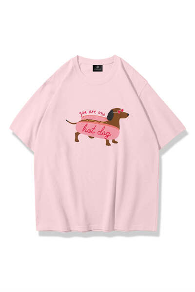 Trendiz Unisex Hotdog Tshirt Pembe