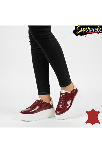 ANGEL BLUE Women's casual shoes made of genuine patent leather with high soles