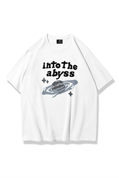 Trendiz Unisex majica Into the Abyss, bela