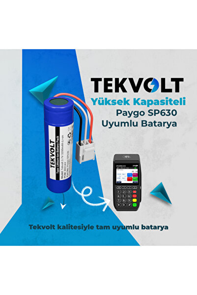 Tekvolt Enerji PAYGO SP630 ECR Yazarkasa - POS Uyumlu 3.7V 3200mAh Li-ion Bat...