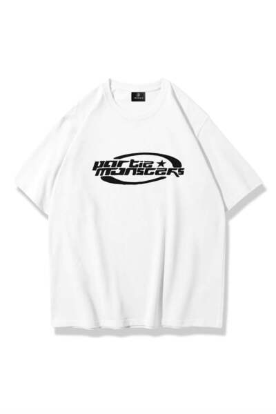 Trendiz Unisex Partie Monster Tshirt Beyaz