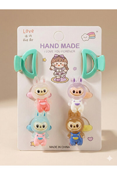 Renkli kids Labubu Girl and Baby Girl Buckle Set 6 Pieces