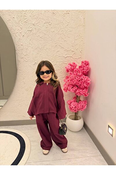 Alvadonna Woven Casual Jacket Pants Two-Piece Girls' Set