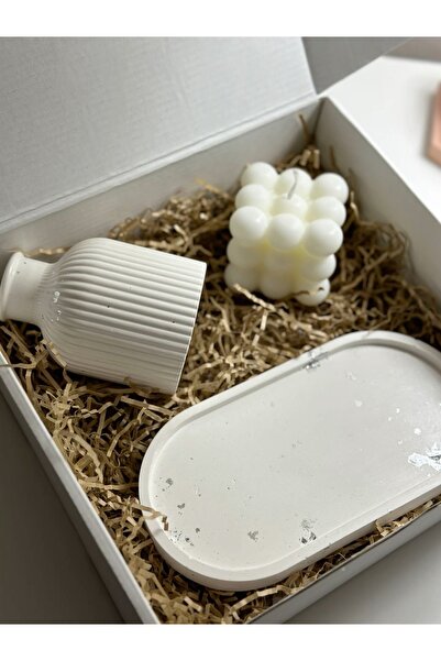 SCA CANDLE SCA Oval Tepsi + Vazo + Bubble Mum