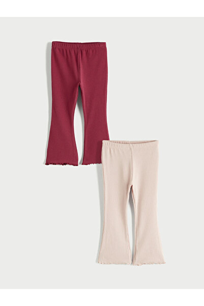 LC Waikiki Lcw Baby Pink Baby Girl Leggings Pants with Elastic Waist 2 Pcs