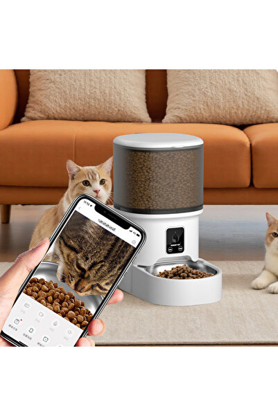Choice مغذي حيوانات أليفة ذكي مزود بكاميرا 4 لتر، زر واي فاي، مغذي قطط أوتوما...