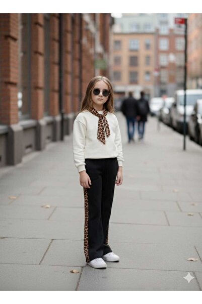 ELONKİDS Girl's Two-Thread Tracksuit Set with Scarf Detail – Stylish and Comf...