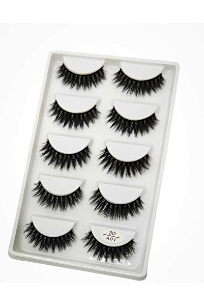 Glamura Lashes Set of 5 pairs of 3D Luxury Mink false eyelashes - natural, th...