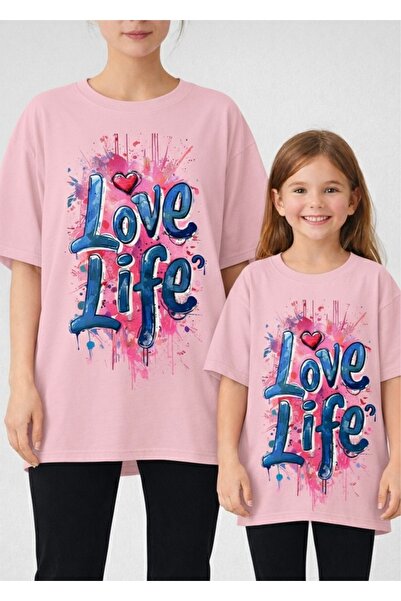 Tiny and Co تي شيرت من القطن بنسبة 100% من Love Life مطبوع مكون من قطعتين للأ...