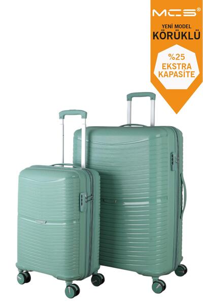 MÇS V379 AURA Y.ÜRETİM PP VALİZ 55 CM + 75 CM SİYAH SET