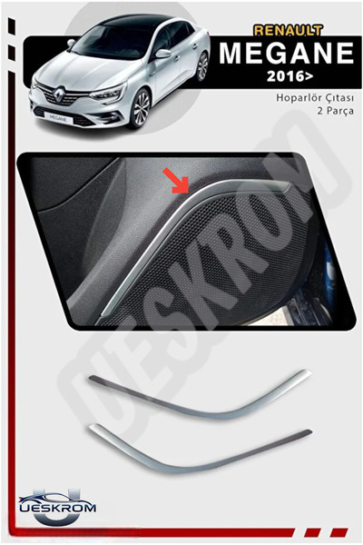 ueskrom Renault Megane 4 2016> Uyumlu Hoparlör Çıtası Krom 2 Parça