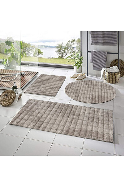 trivago halı Lüx 3'lü Kare Plus Pofidik Banyo Halısı Klozet Takımı -- 50x90--...