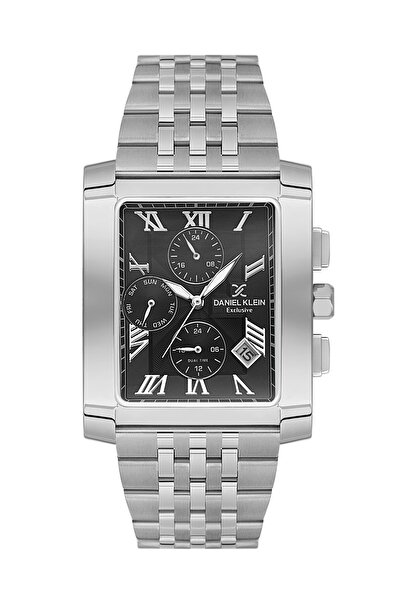 Daniel Klein Men's Wristwatch with Dial Black Band Silver Color Gift Package