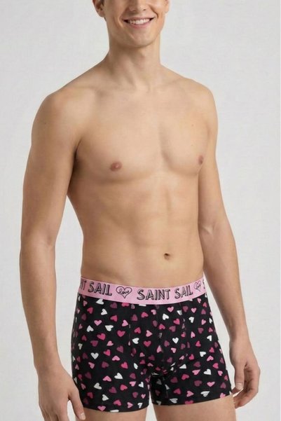 Saint Sail Valentine's Day Gift Combination Matching Heart Pattern Cotton Men's Boxer