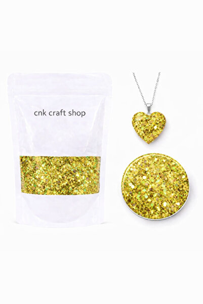 cnk craft shop Altın Sarısı Chunky Holografik Glitter Epoksi Mum Kokulutaş Re...