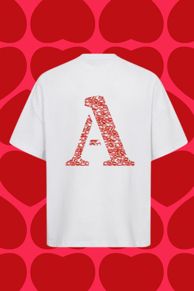 PERISENSE ÖPÜCÜKLÜ A HARFİ BASKILI OVERSIZE T-SHIRT