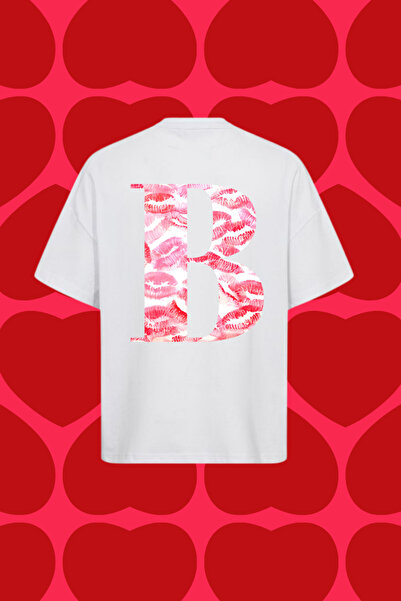 PERISENSE ÖPÜCÜKLÜ B HARFİ BASKILI OVERSIZE T-SHIRT