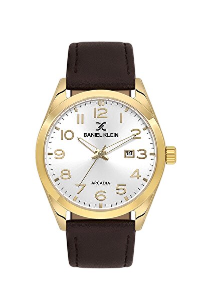 Daniel Klein Men's Wristwatch with Gold Band, Brown Color, Numbered 42.5 Mm, ...