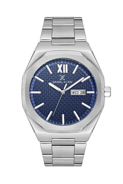 Daniel Klein Men's Watch with Dial Dark Blue Cord Silver Color 43 mm