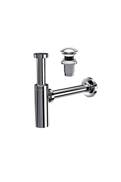 SUERA Moon Ayarlanabilir Lavabo Sifonu + Elixir Pop-Up Set (Krom - Taşma Deli...