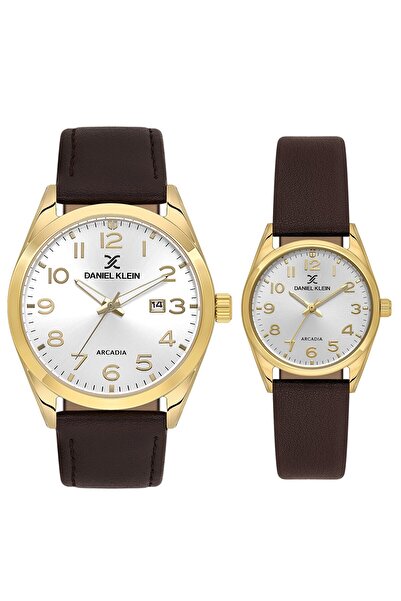 Daniel Klein Altın Kahverengi Renk 2 Yıl Garantili Sevgili Çift Kol Saati STS...