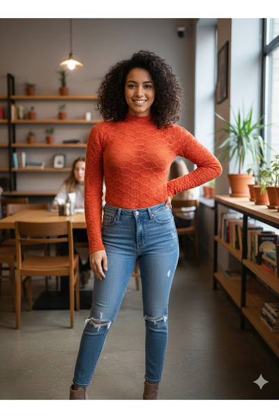 Mefa basic Kadın astarsız transparan tül bluz