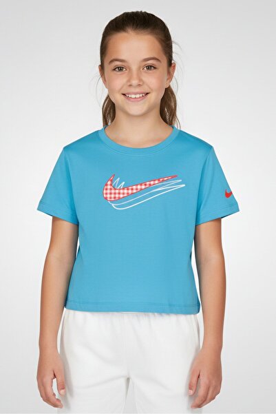 Nike Kids Girl Sportswear Fit Running T-Shirt, Light Blue