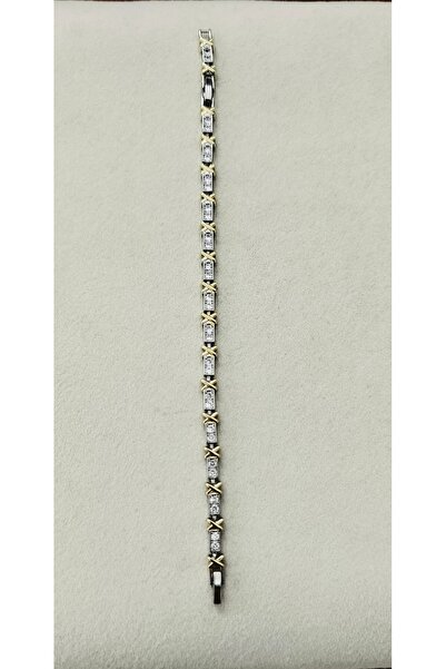 XUPING JEWELRY Xuping Bracelet Gold Silver Double Color Women's Stone Inlaid ...