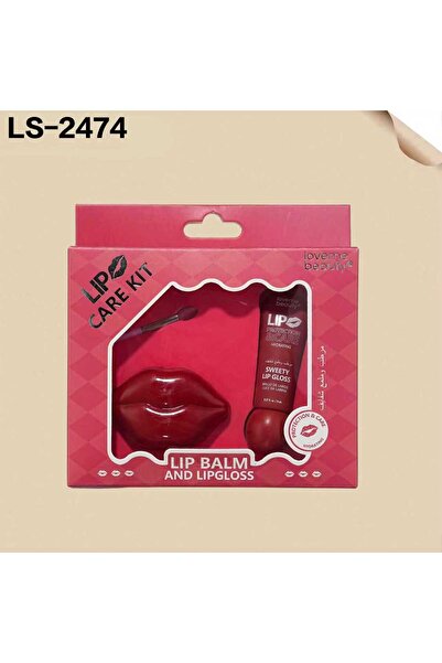 LOVEME BEAUTY طقم العناية بالشفاه يشتمل الطقم على بلسم شفاه على شكل شفة وردية...