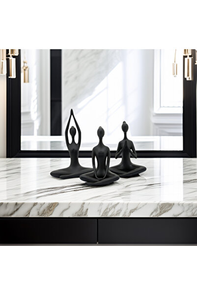 OKO DESİGN 3’lü Yoga Figürü Dekoratif Biblo Seti – Modern Ev & Ofis Dekoru