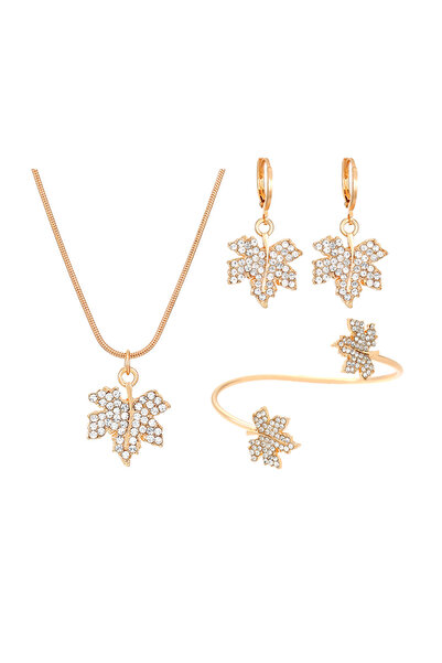 Kracer 18K Gold Plated Necklace, Bracelet and Earring Set, with Zirconia Ston...