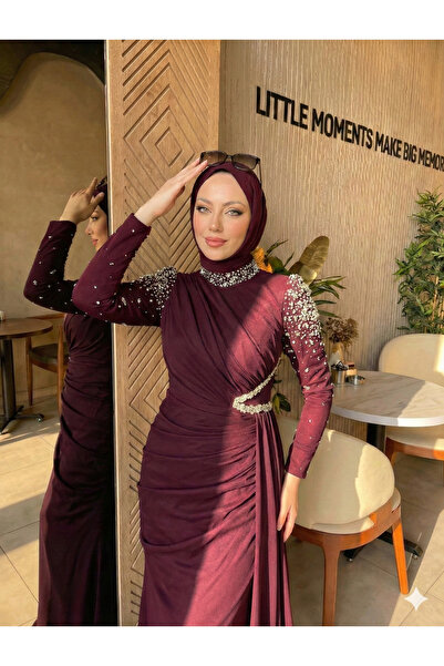 Modarana Berry Taşlı Tesettür Abiye