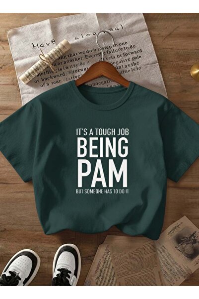 Trend Sizde Unisex Green Being Pam Printed Crew Neck T-Shirt