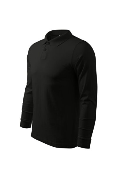 Malfini Men's polo shirt, Single J. LS 211, M Black