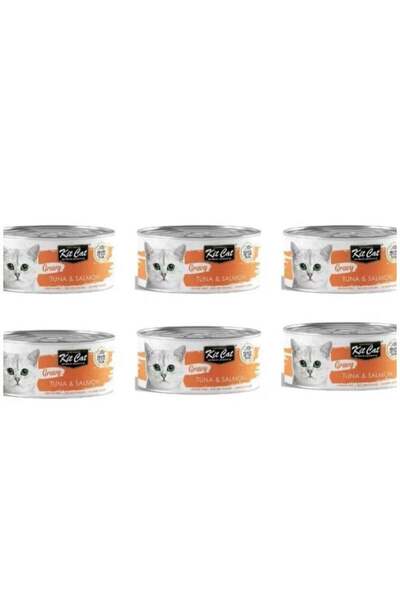 Kit Kat Wet Cat Food Tuna and Salmon Flavor with Broth 6 Packs 70g